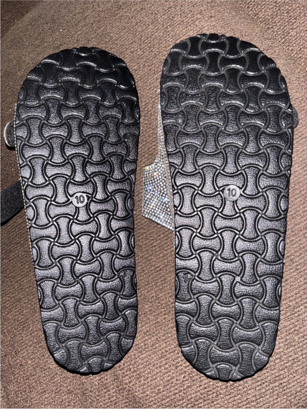H2K Women's Silver Crystal Double-Buckle Slide Sandals Size 10 - Picture 3 of 3